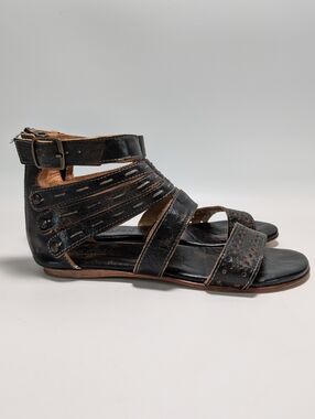 Bed Stu Artemis Leather Strappy Gladiator Sandals - Black